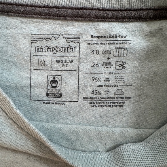 Patagonia Light Green Long Sleeve Tee Size Medium. Hiking Cabincore - Picture 4 of 7
